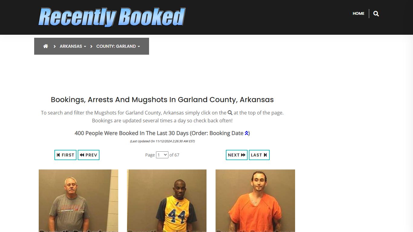 Bookings, Arrests and Mugshots in Garland County, Arkansas