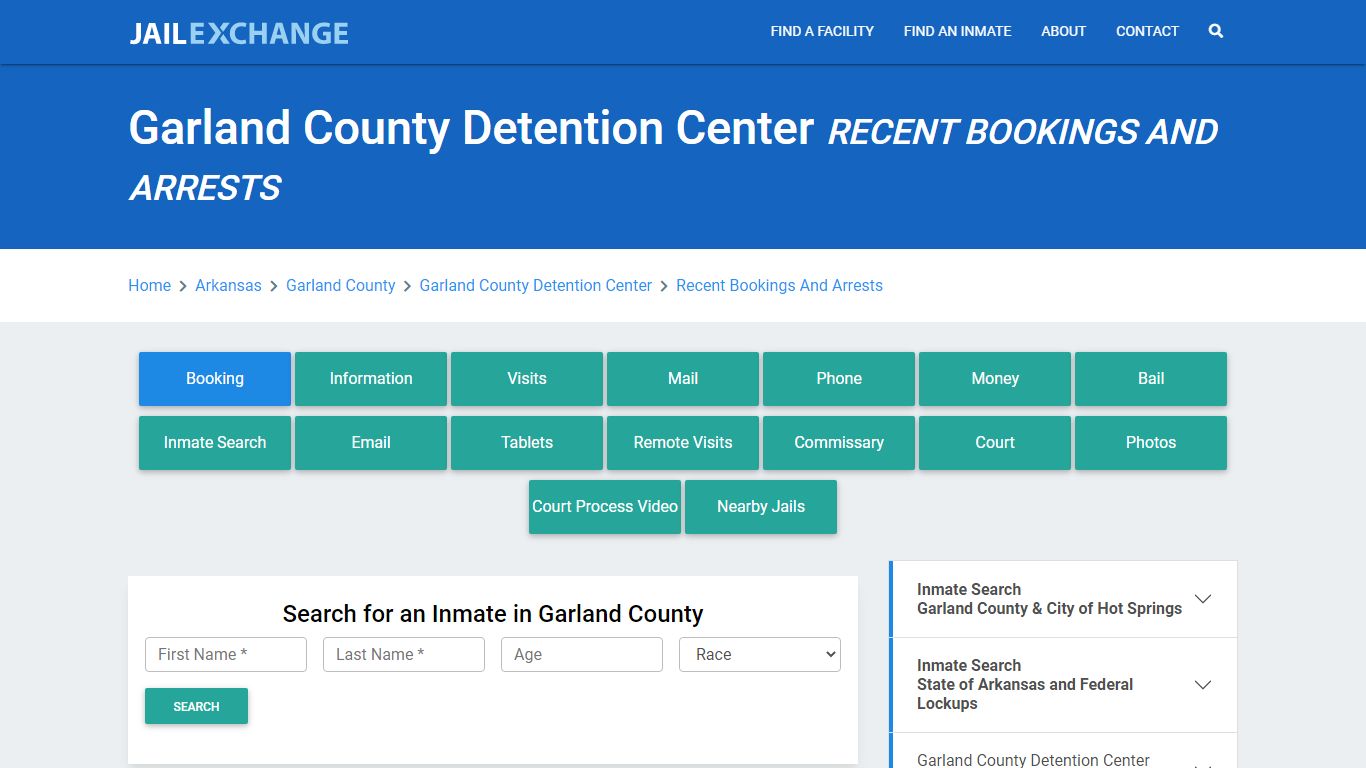 Garland County Detention Center Recent Bookings And Arrests - Jail Exchange